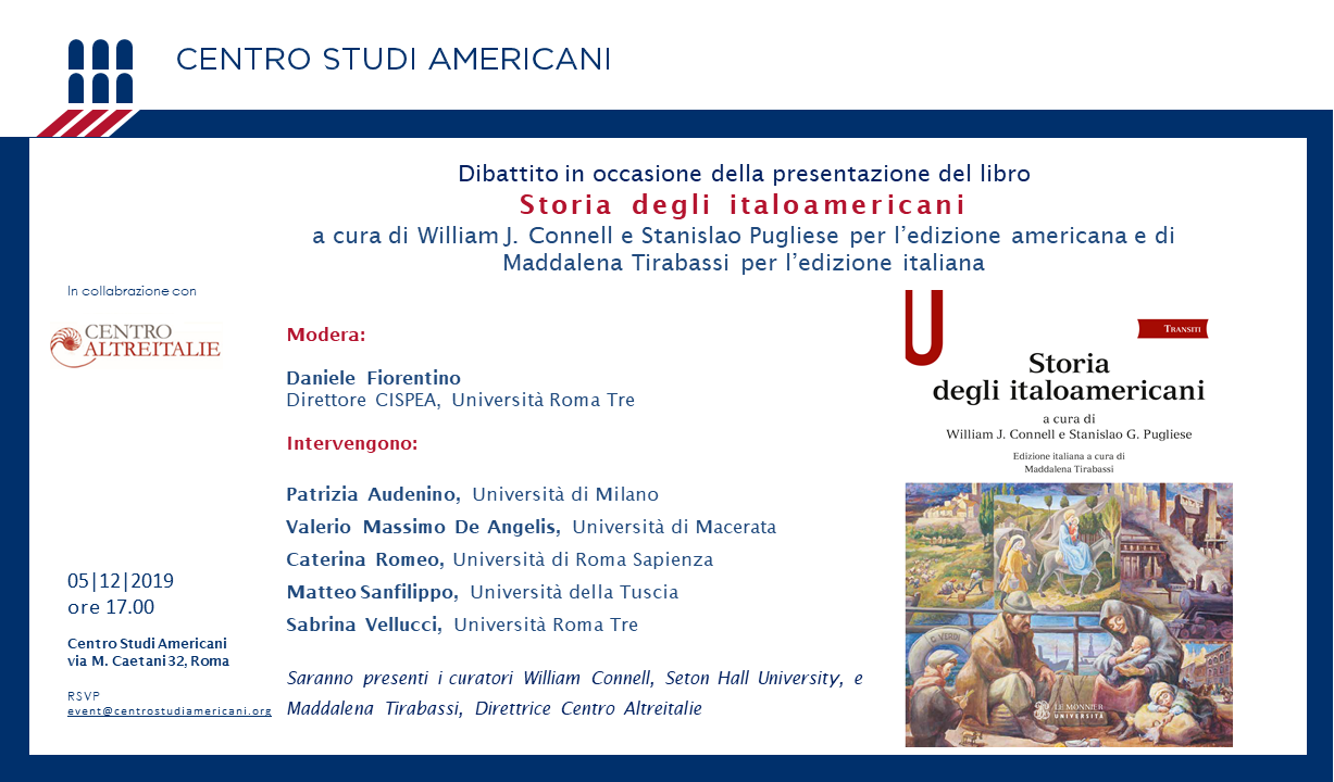 Presentazione del libro "Storia degli italoamericani"